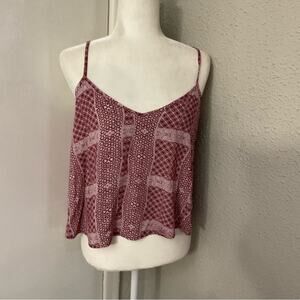 Abercrombie & Fitch Swing Top with Split Back Crop Top M Boho Festival Prints